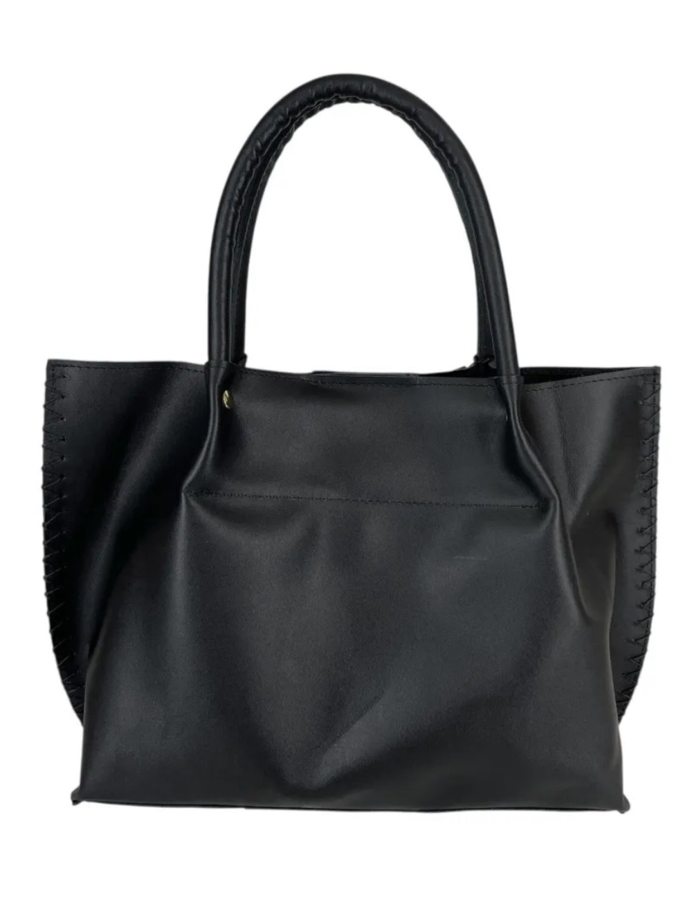 MEXICANA Leather Black Women's Tote with Handtooled Black leather Pouch - Picture 4 of 7